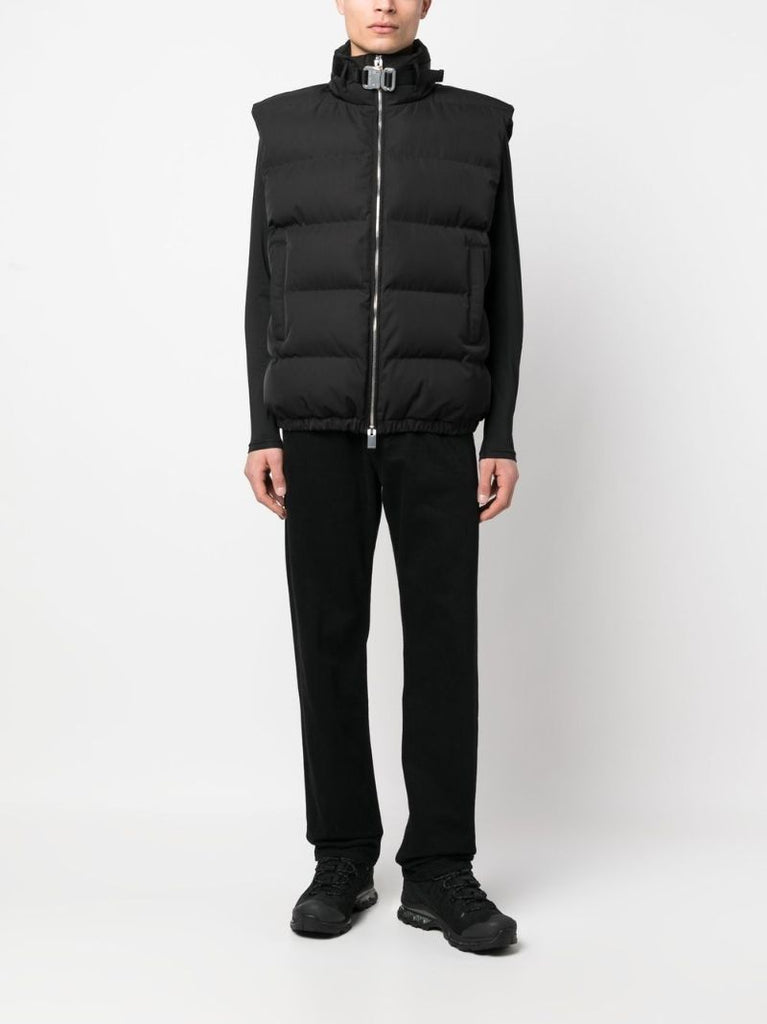 Black Buckle Trim Puffer Gilet