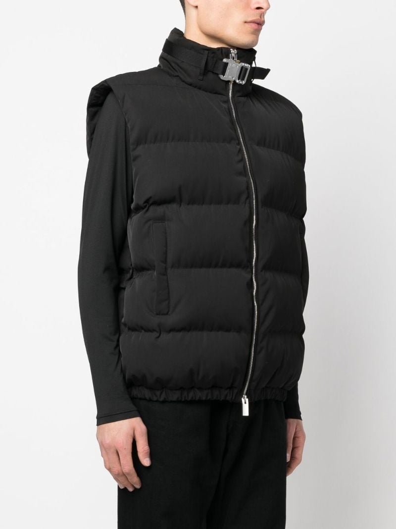 Black Buckle Trim Puffer Gilet