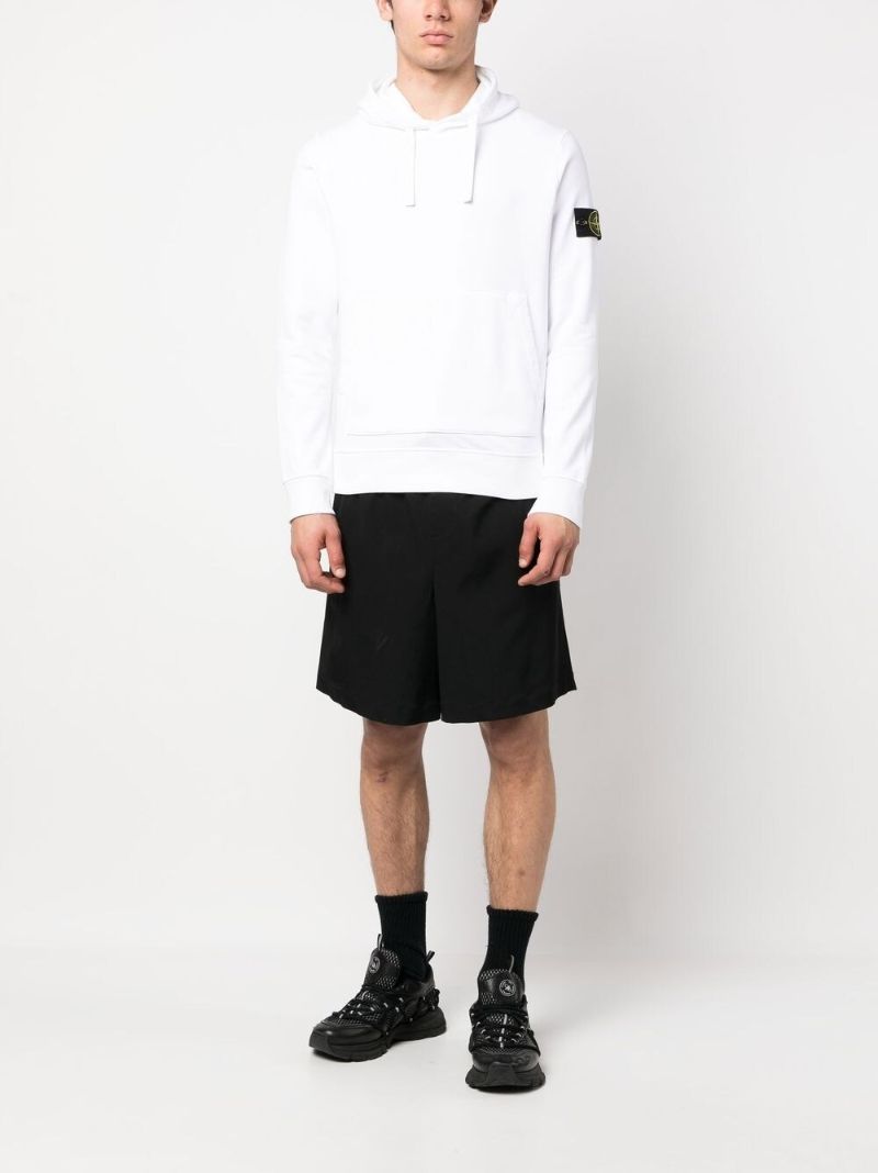 White Compass Patch Drawstring Hoodie