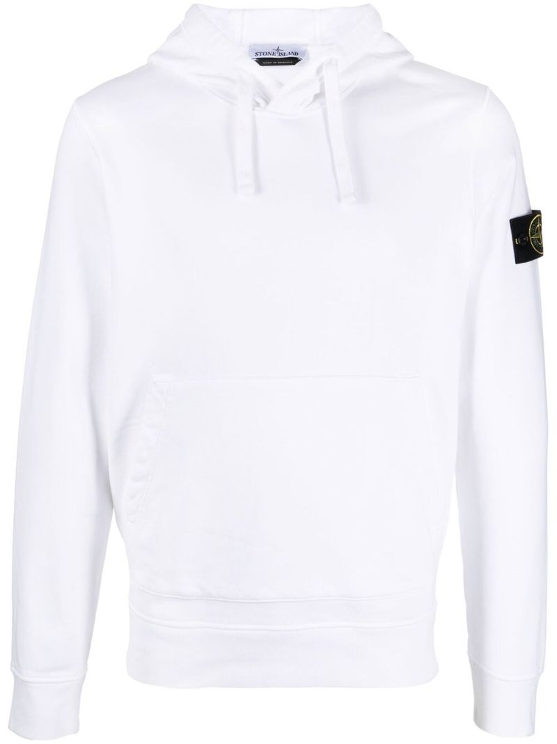 White Compass Patch Drawstring Hoodie