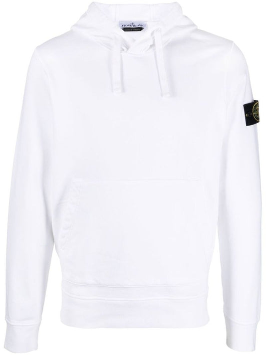 White Compass Patch Drawstring Hoodie