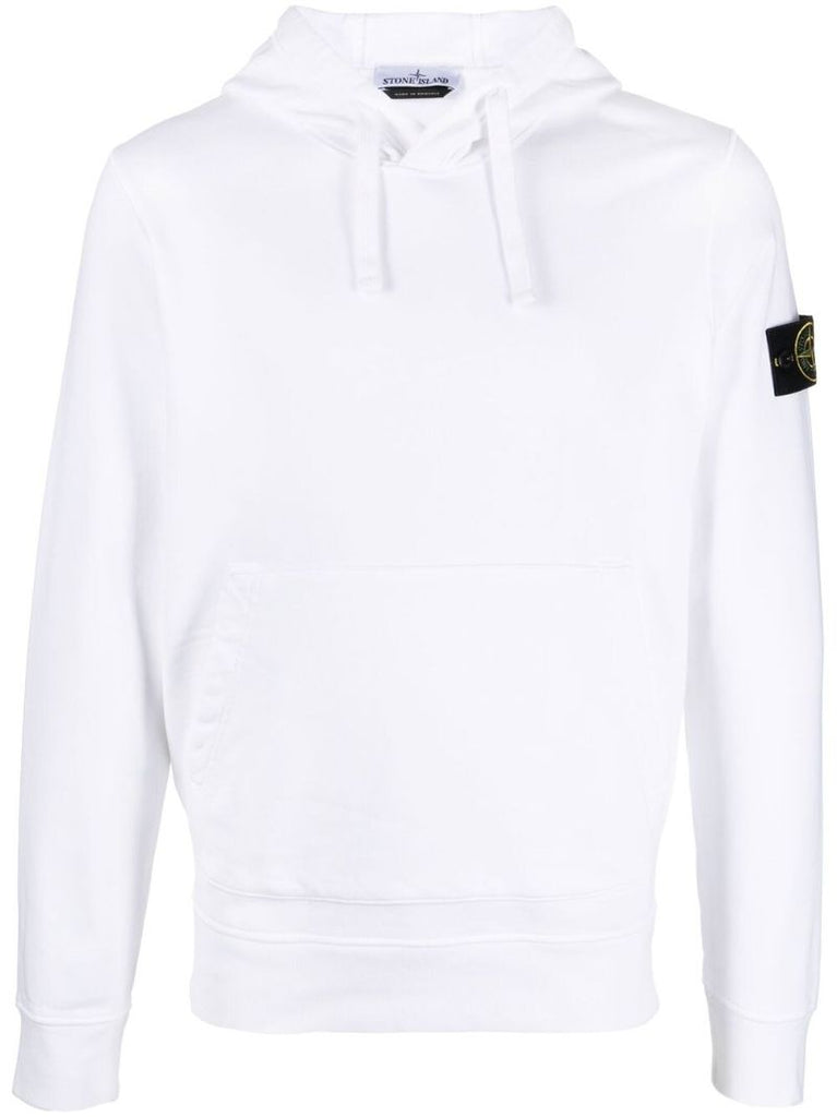 White Compass Patch Drawstring Hoodie