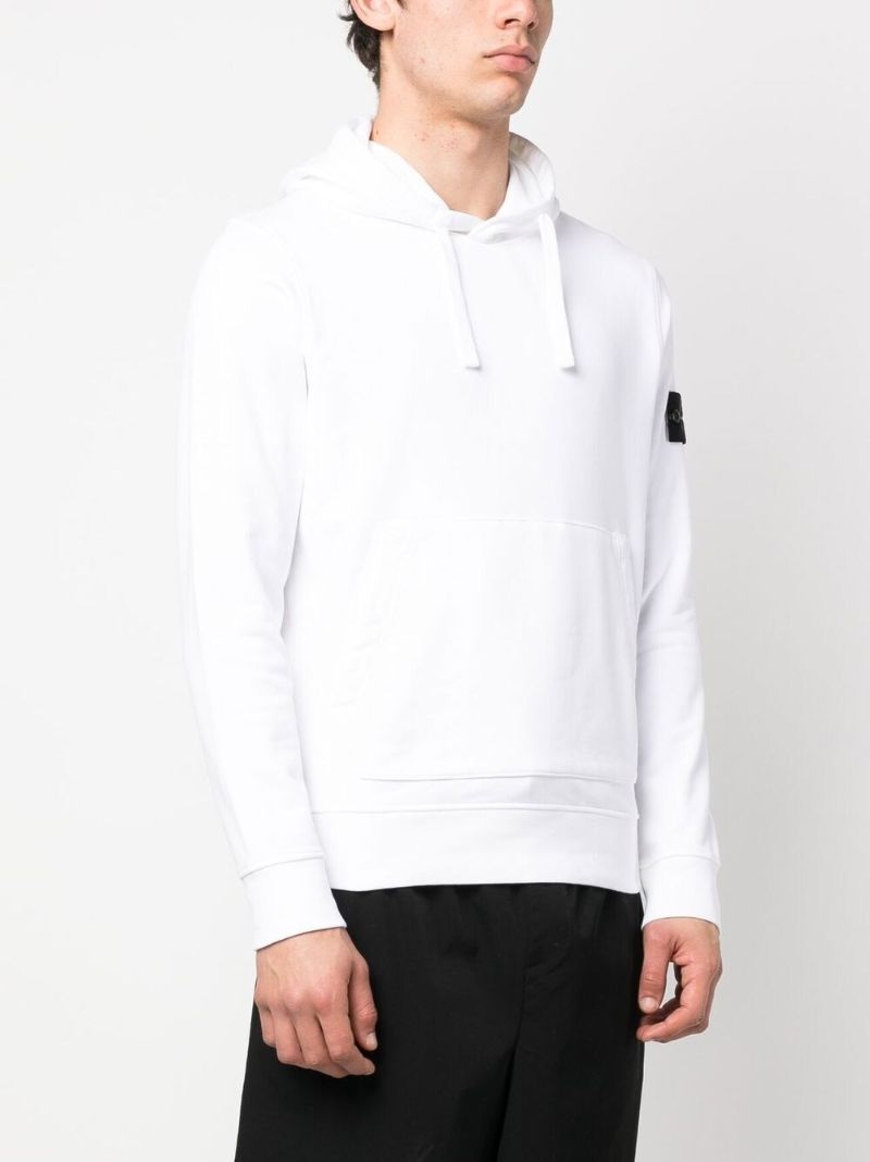 White Compass Patch Drawstring Hoodie