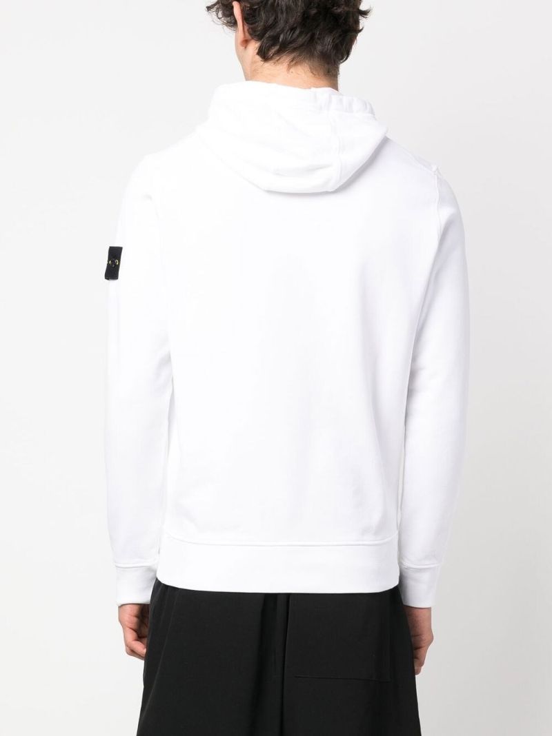 White Compass Patch Drawstring Hoodie