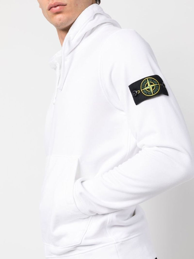 White Compass Patch Drawstring Hoodie