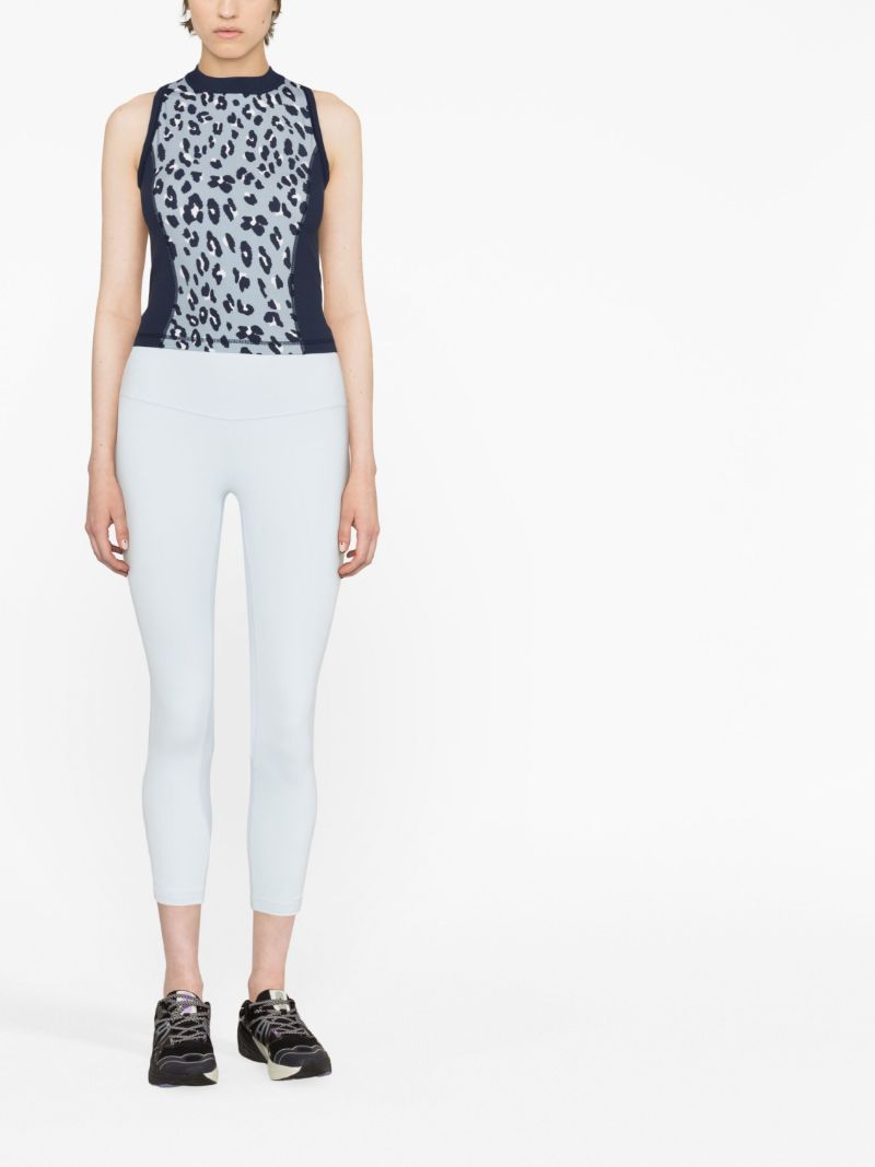 Blue Power Leopard Print Zip Back Gym Vest