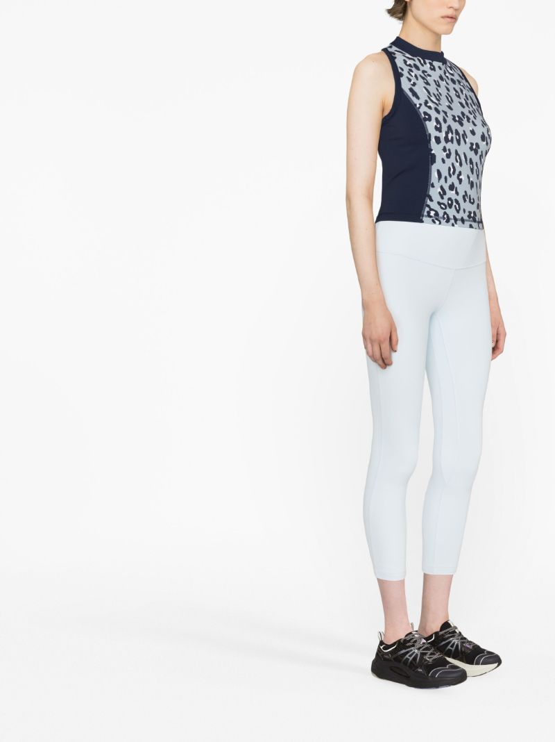 Blue Power Leopard Print Zip Back Gym Vest