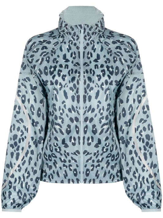Blue Pack Away Cheetah-print Jacket