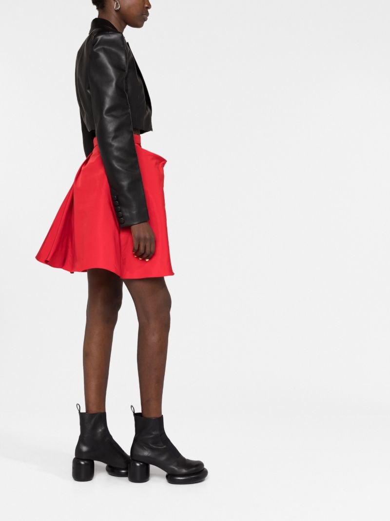 Red Flared Mini Skirt