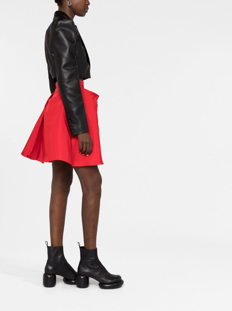 Red Flared Mini Skirt