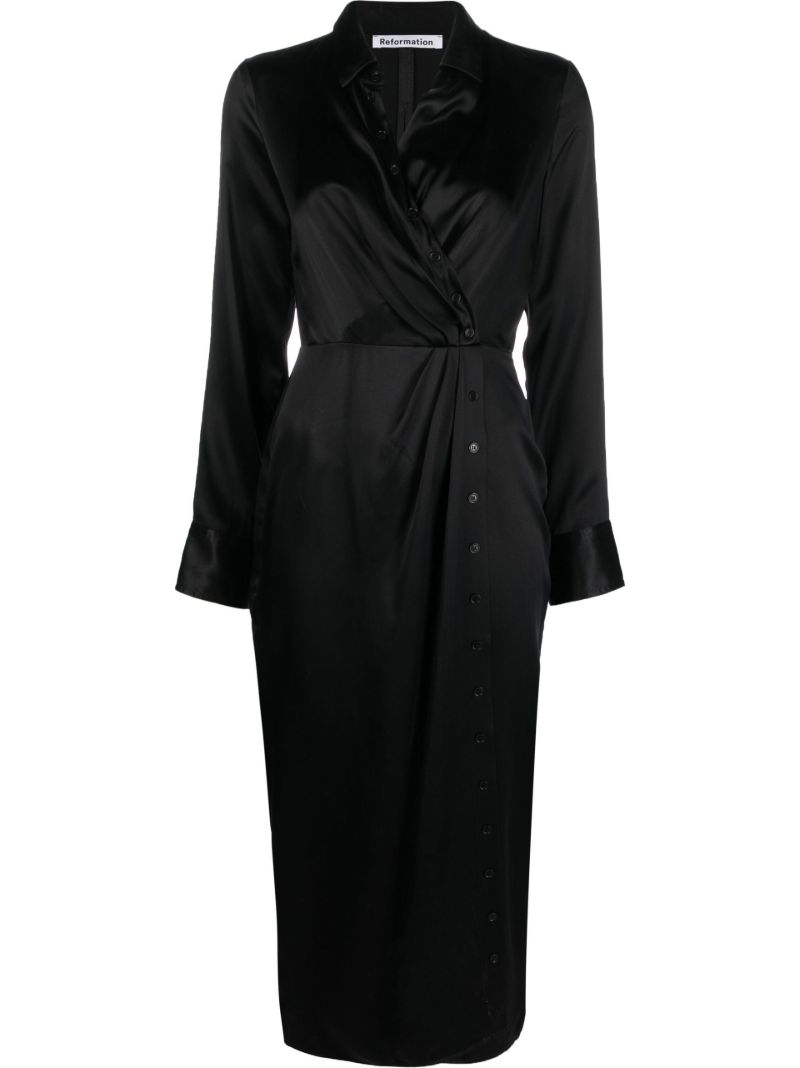 Black Lyon Silk Shirt Midi Dress