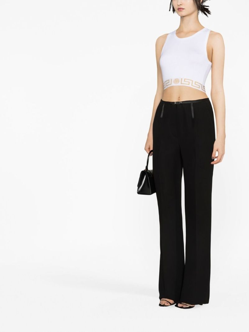 White Greca Border Crop Top