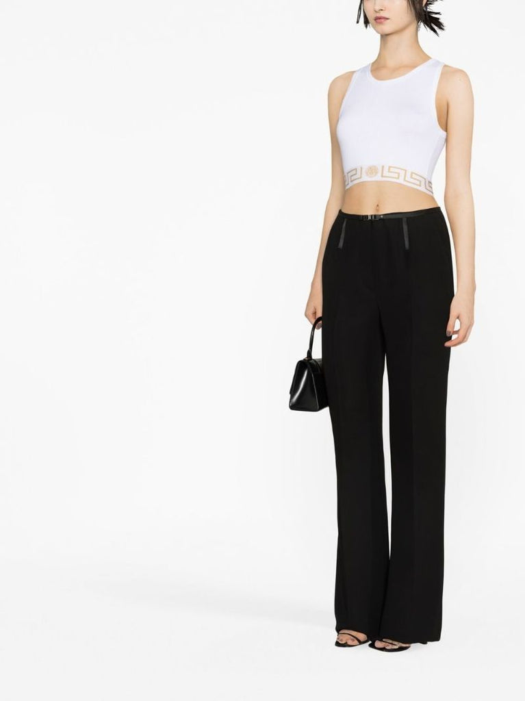 White Greca Border Crop Top