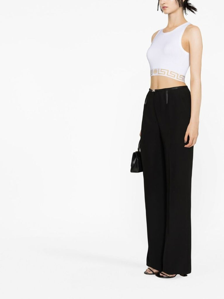 White Greca Border Crop Top
