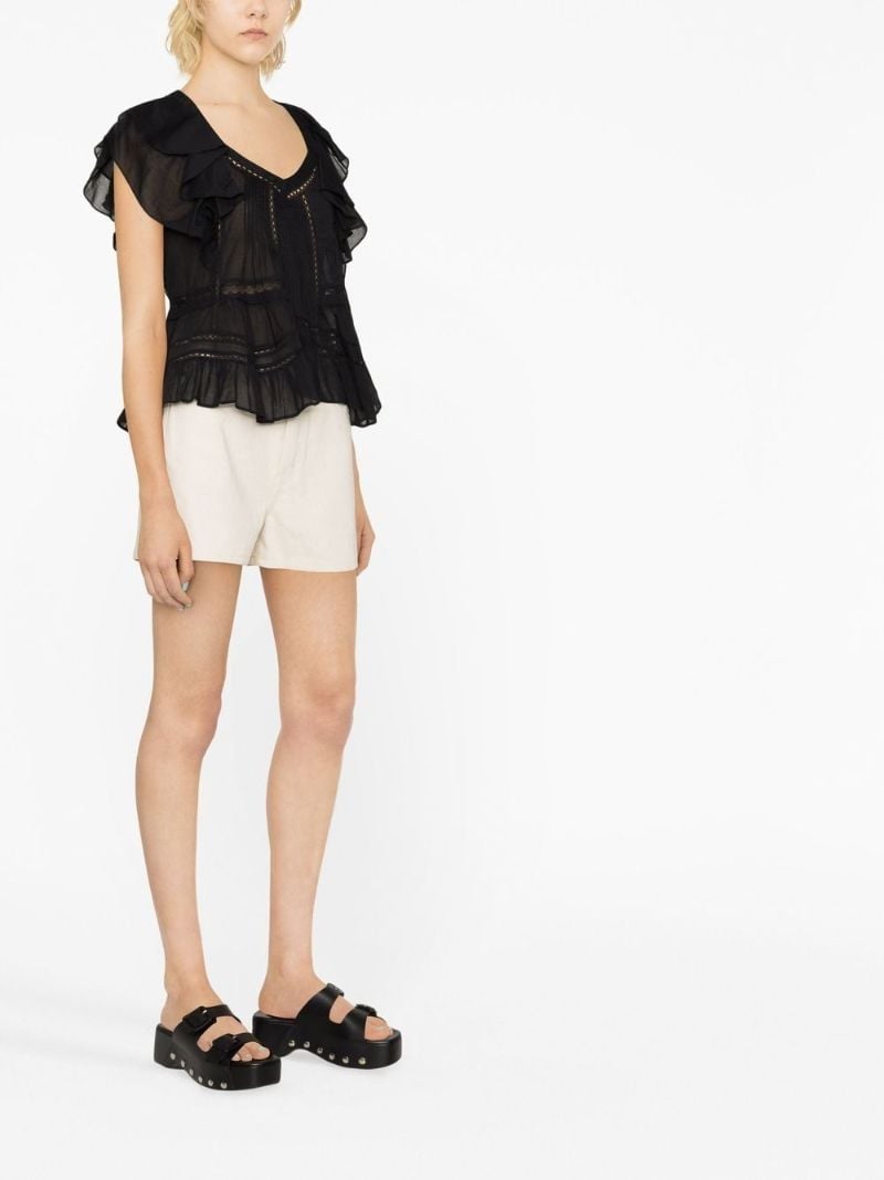 Black Ruffle Short Sleeve T-shirt