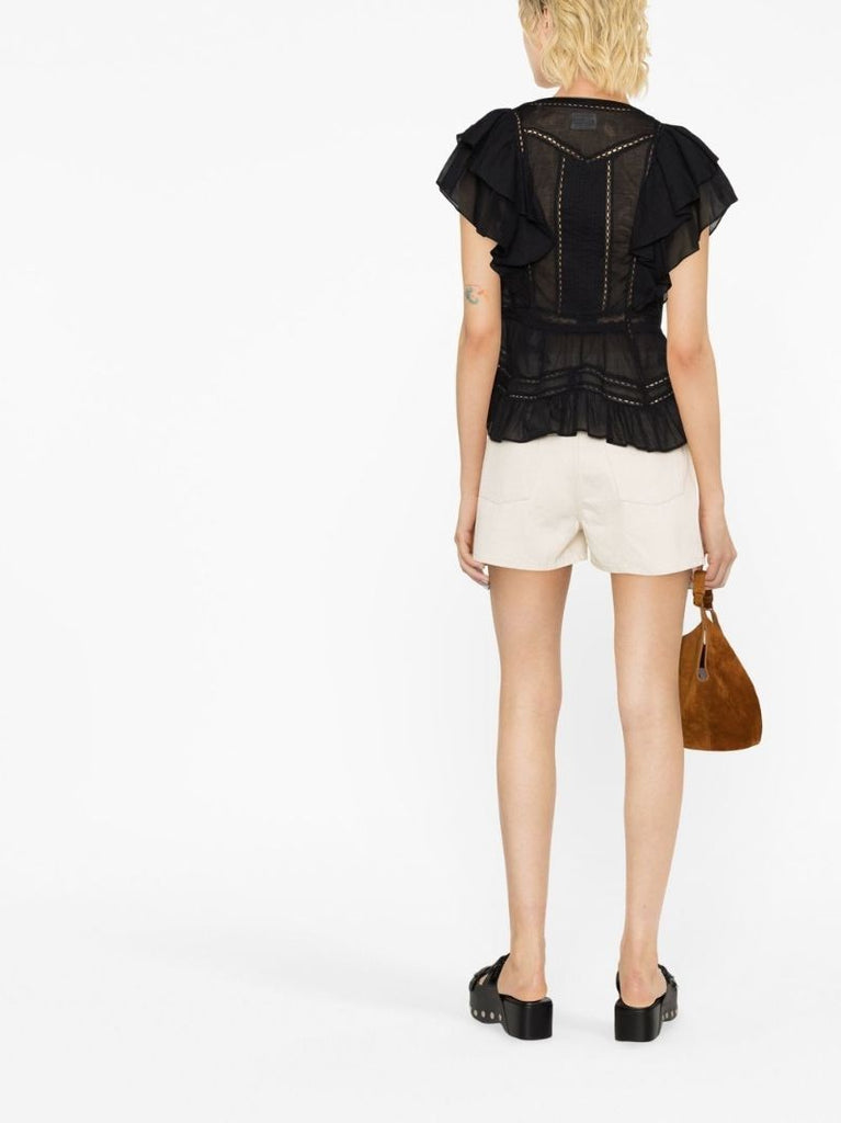 Black Ruffle Short Sleeve T-shirt