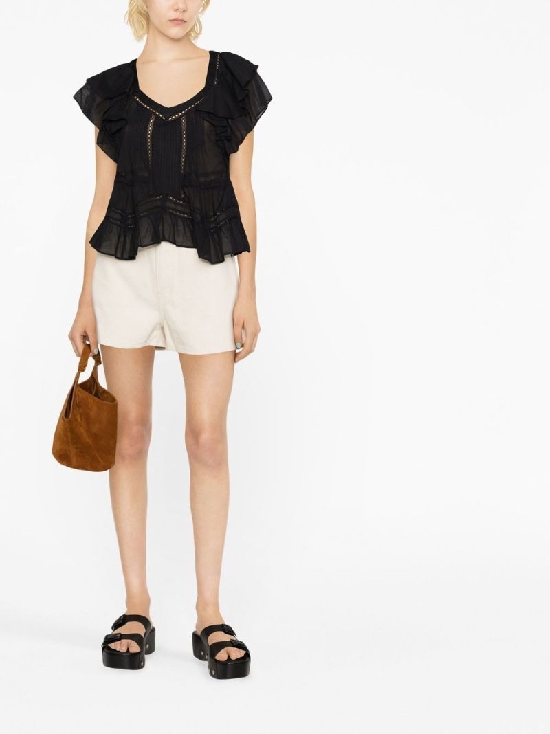 Black Ruffle Short Sleeve T-shirt