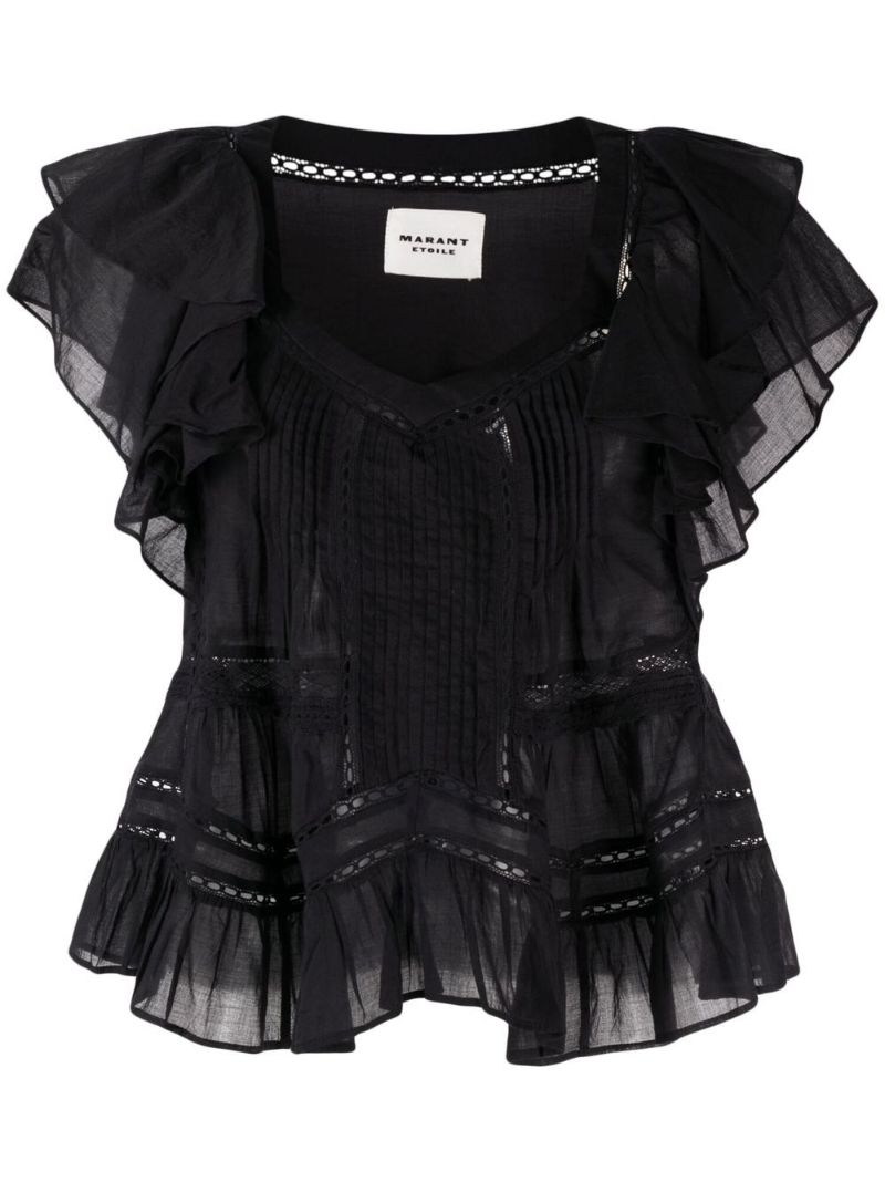 Black Ruffle Short Sleeve T-shirt