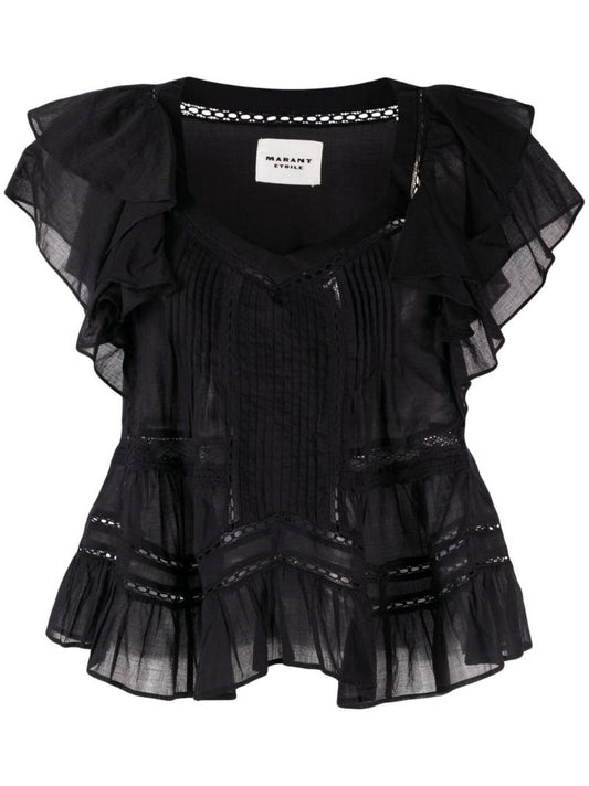 Black Ruffle Short Sleeve T-shirt