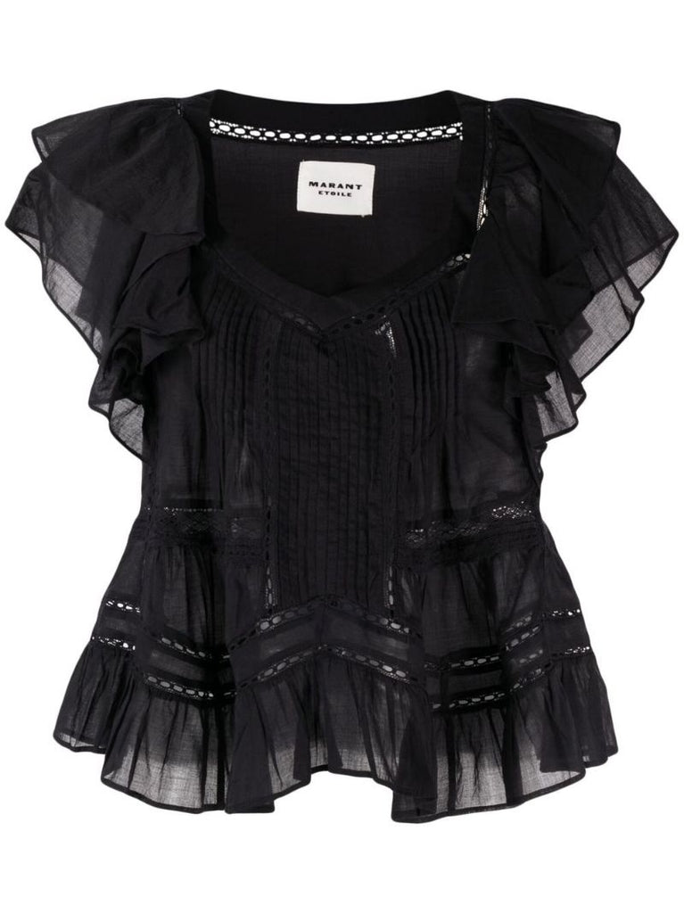 Black Ruffle Short Sleeve T-shirt