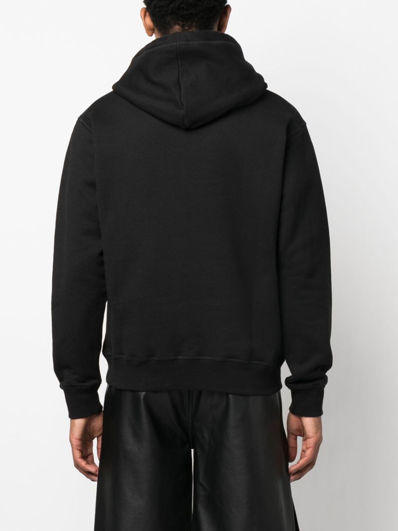 Black Logo Print Cotton Hoodie