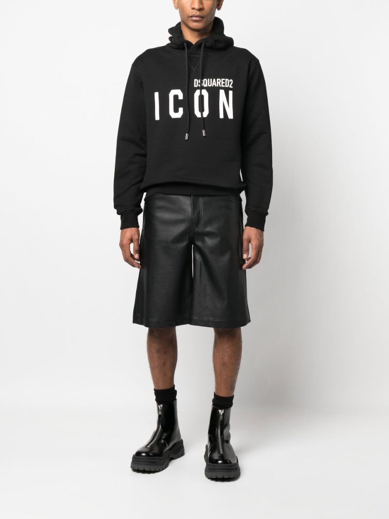 Black Logo Print Cotton Hoodie