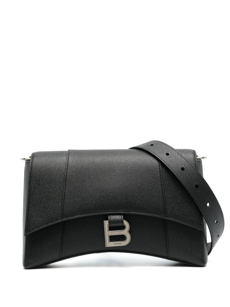Black Downtown Leather Messenger Bag