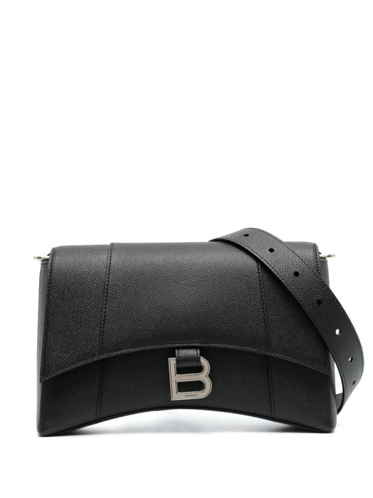 Black Downtown Leather Messenger Bag