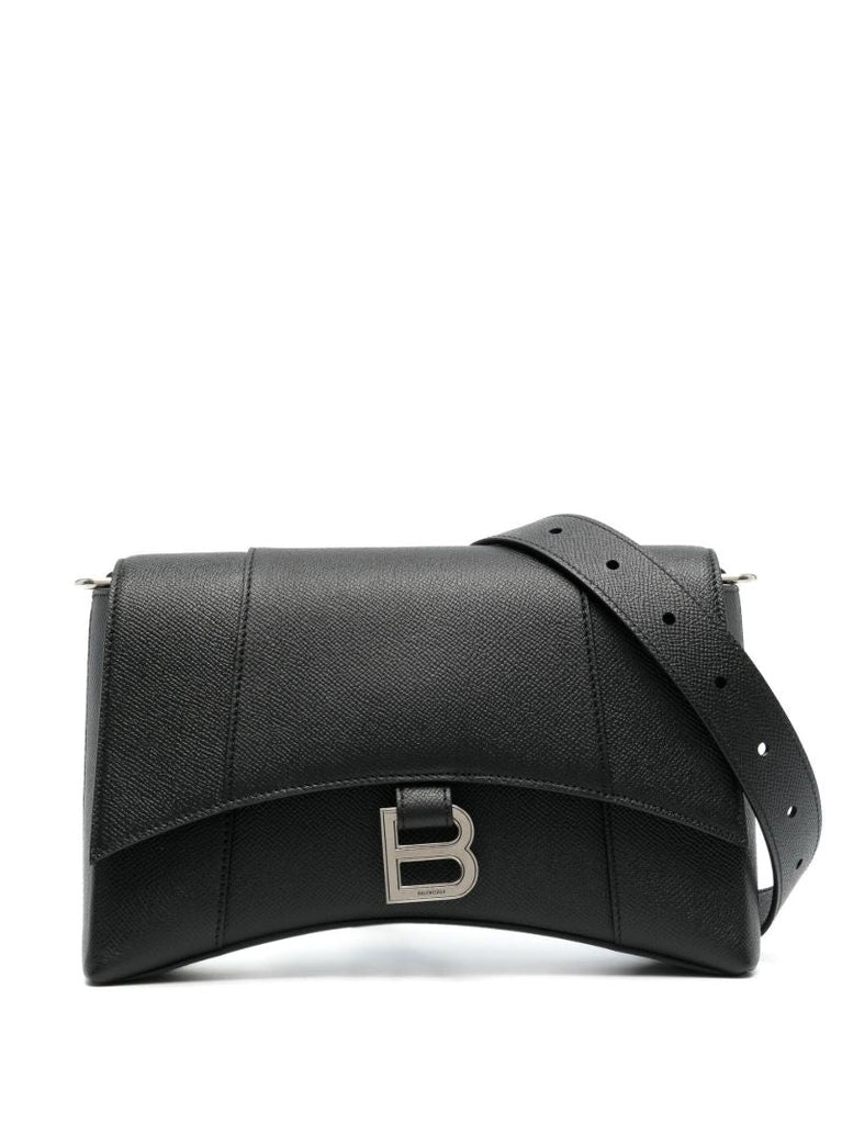 Black Downtown Leather Messenger Bag