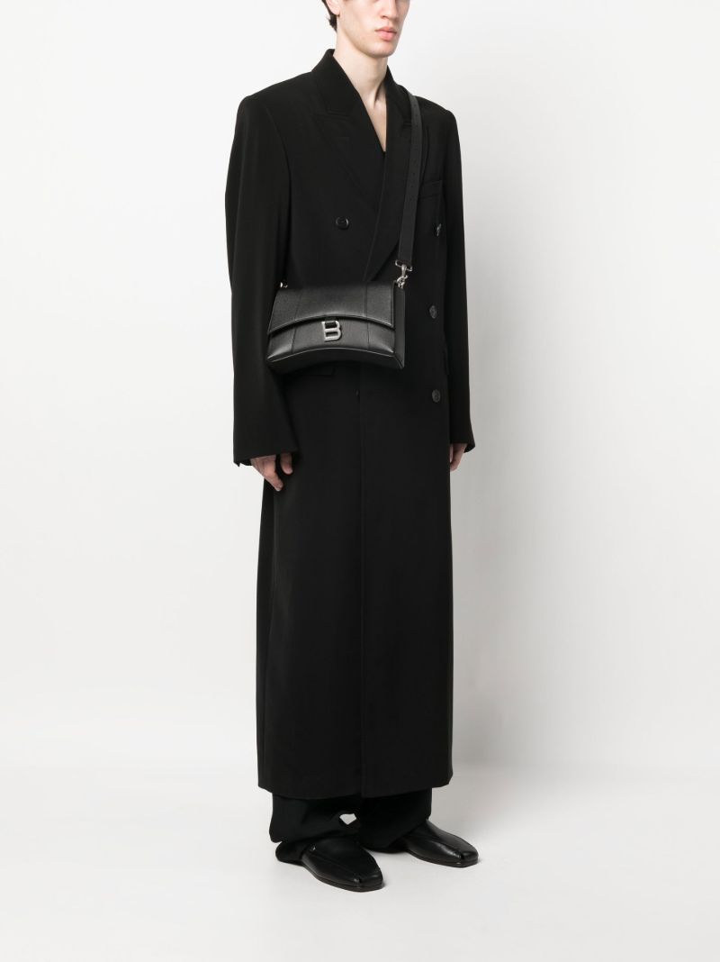 Black Downtown Leather Messenger Bag