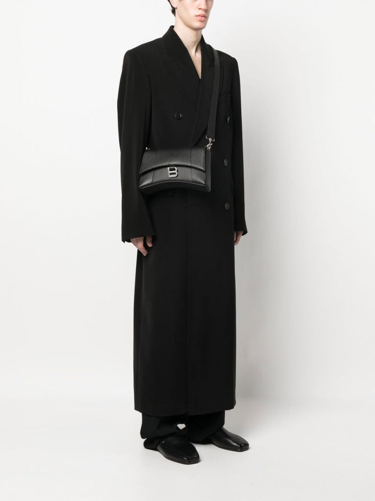 Black Downtown Leather Messenger Bag