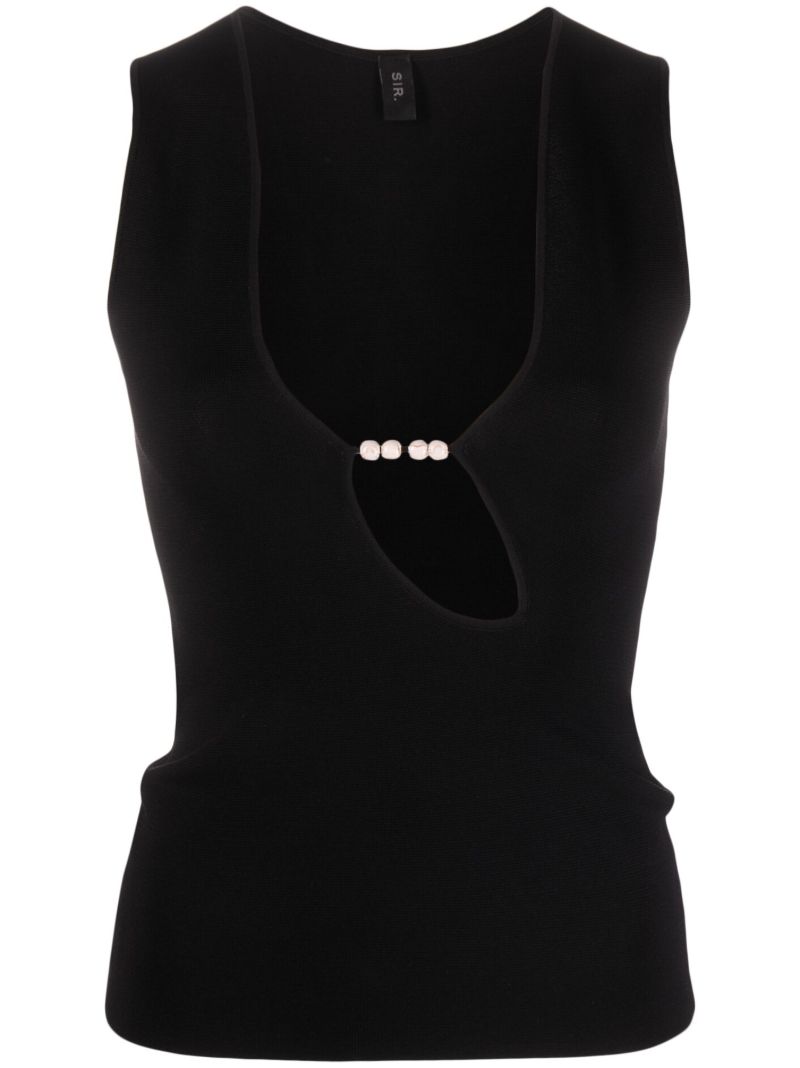 Black Kinetic Beaded Vest Top