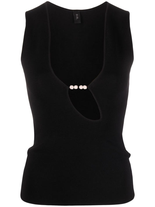 Black Kinetic Beaded Vest Top
