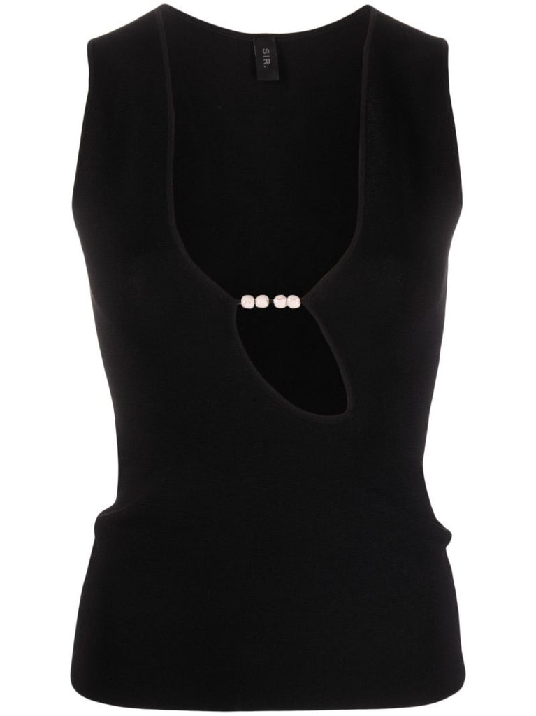 Black Kinetic Beaded Vest Top