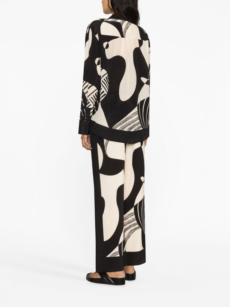 Black Realisme Abstract-print Silk Shirt