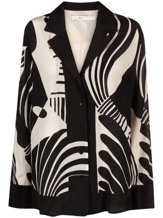 Black Realisme Abstract-print Silk Shirt