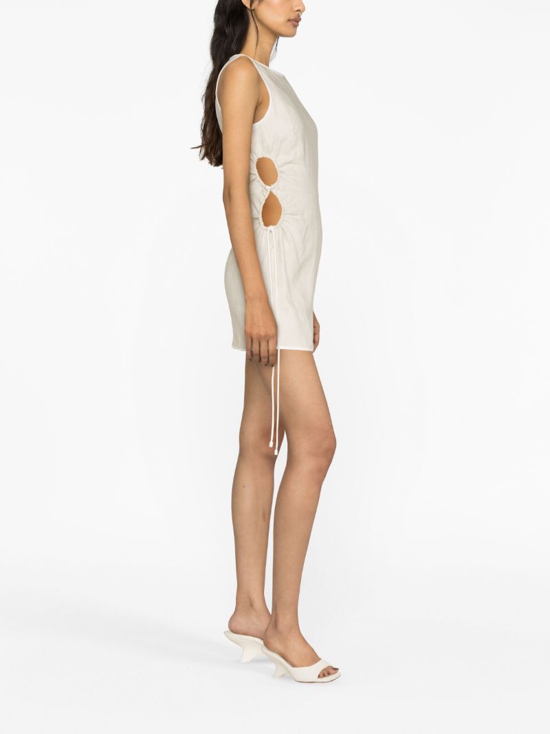 Neutral D'orsay Linen Mini Dress
