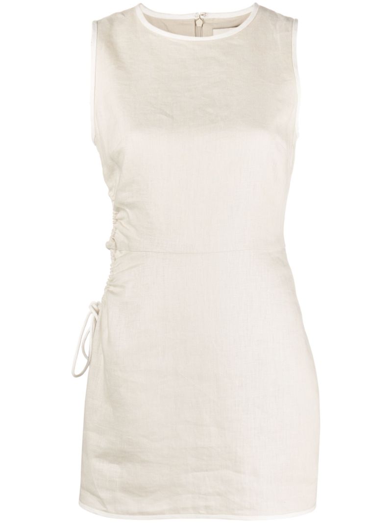 Neutral D'orsay Linen Mini Dress