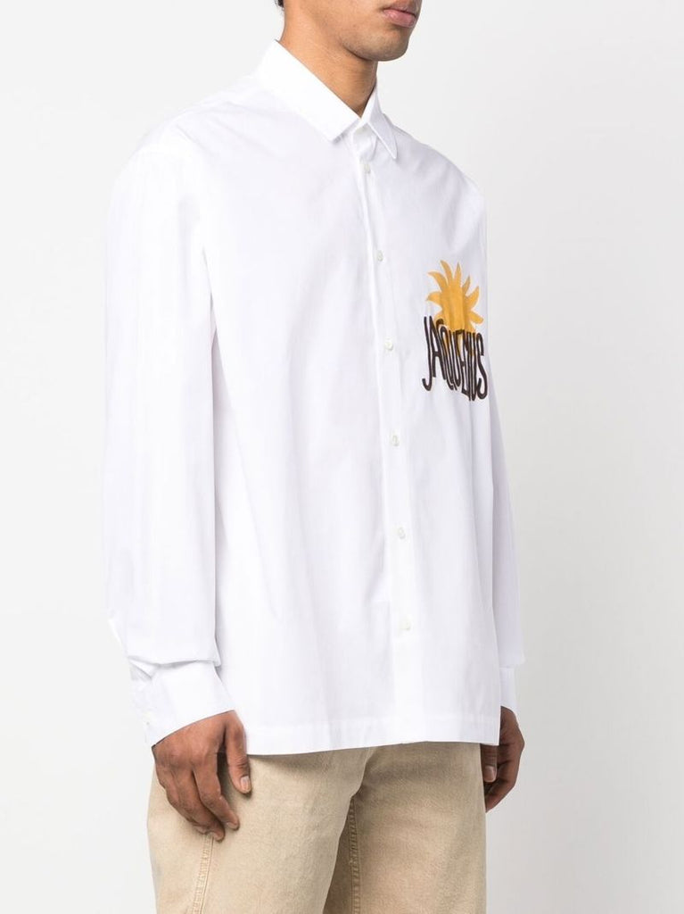 White Sun Print Logo Shirt