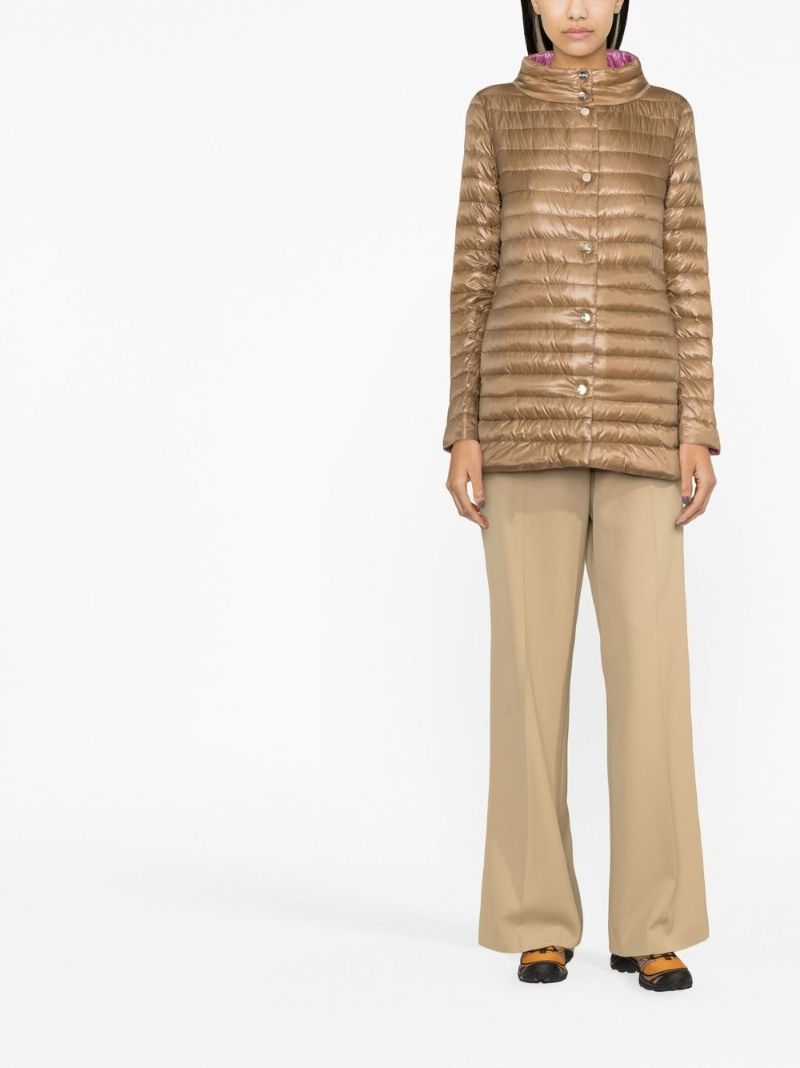 Brown Reversible A-line Quilted Coat