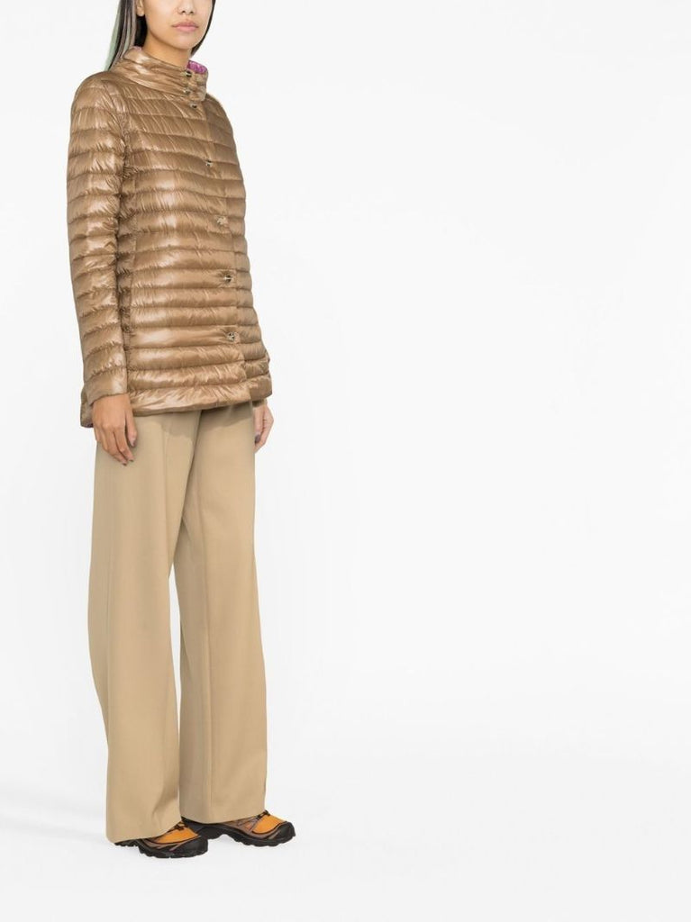 Brown Reversible A-line Quilted Coat