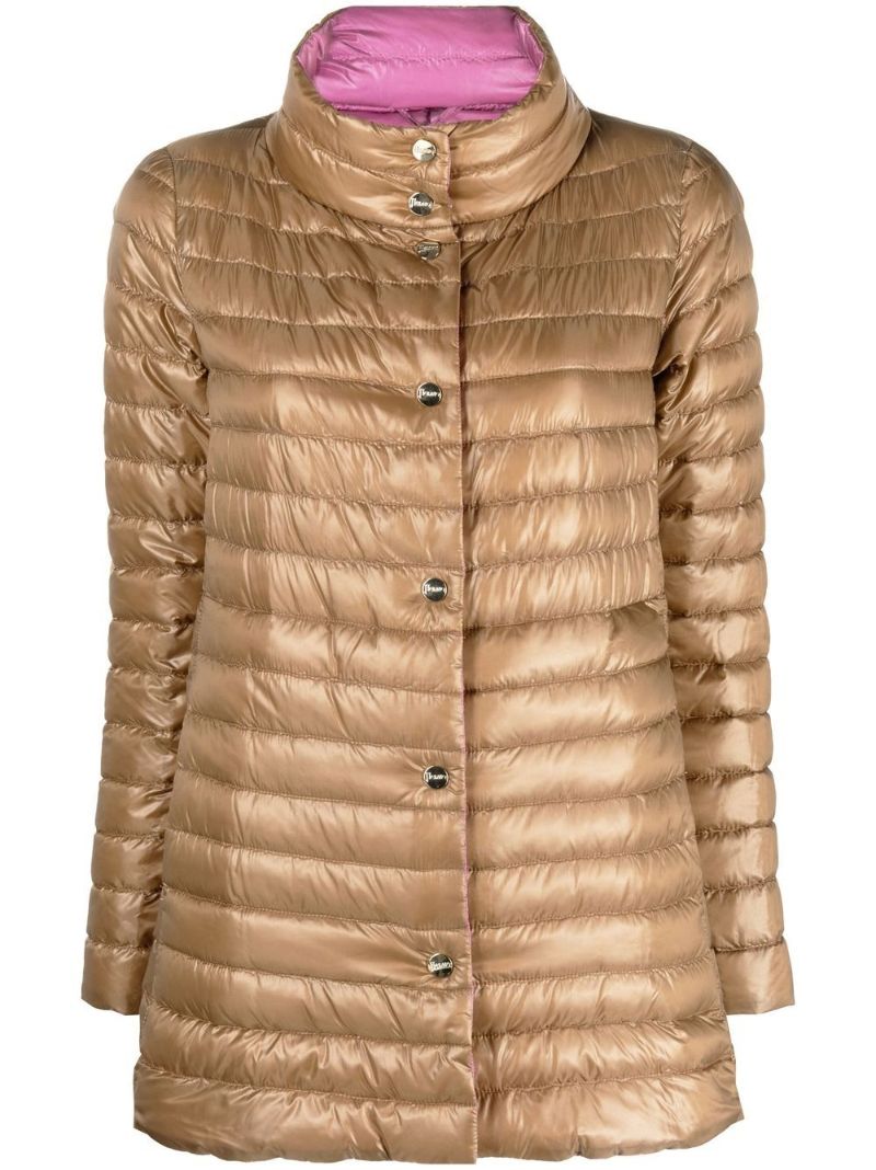 Brown Reversible A-line Quilted Coat