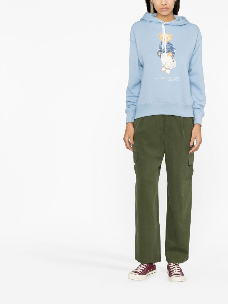 Blue Polo Bear Print Hoodie