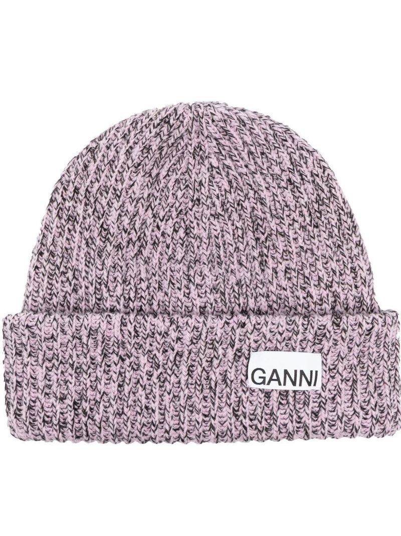 Pink Logo Patch Beanie Hat