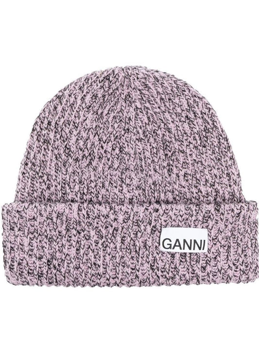 Pink Logo Patch Beanie Hat