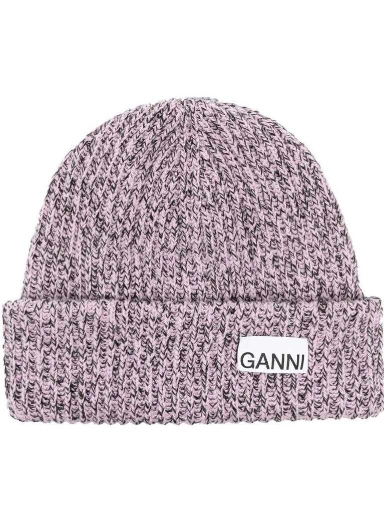 Pink Logo Patch Beanie Hat