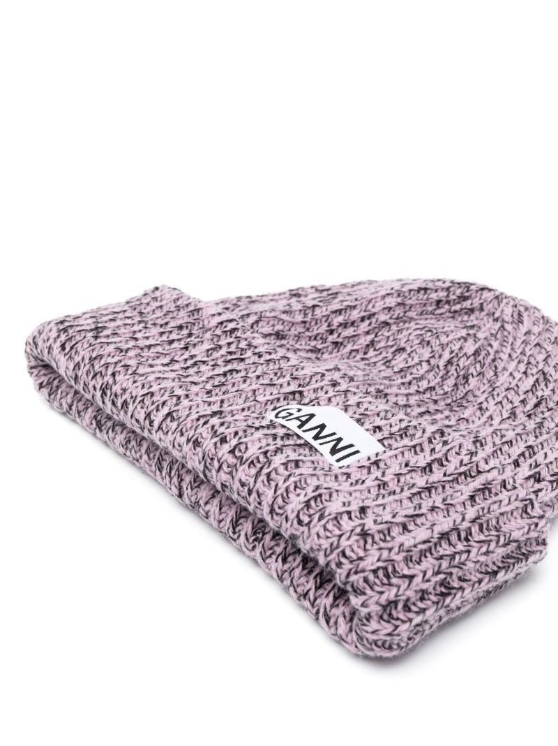 Pink Logo Patch Beanie Hat