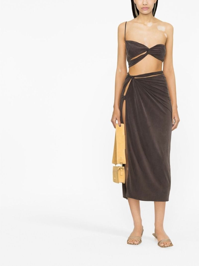 Brown Le Bandeau Asymmetric Bra Top