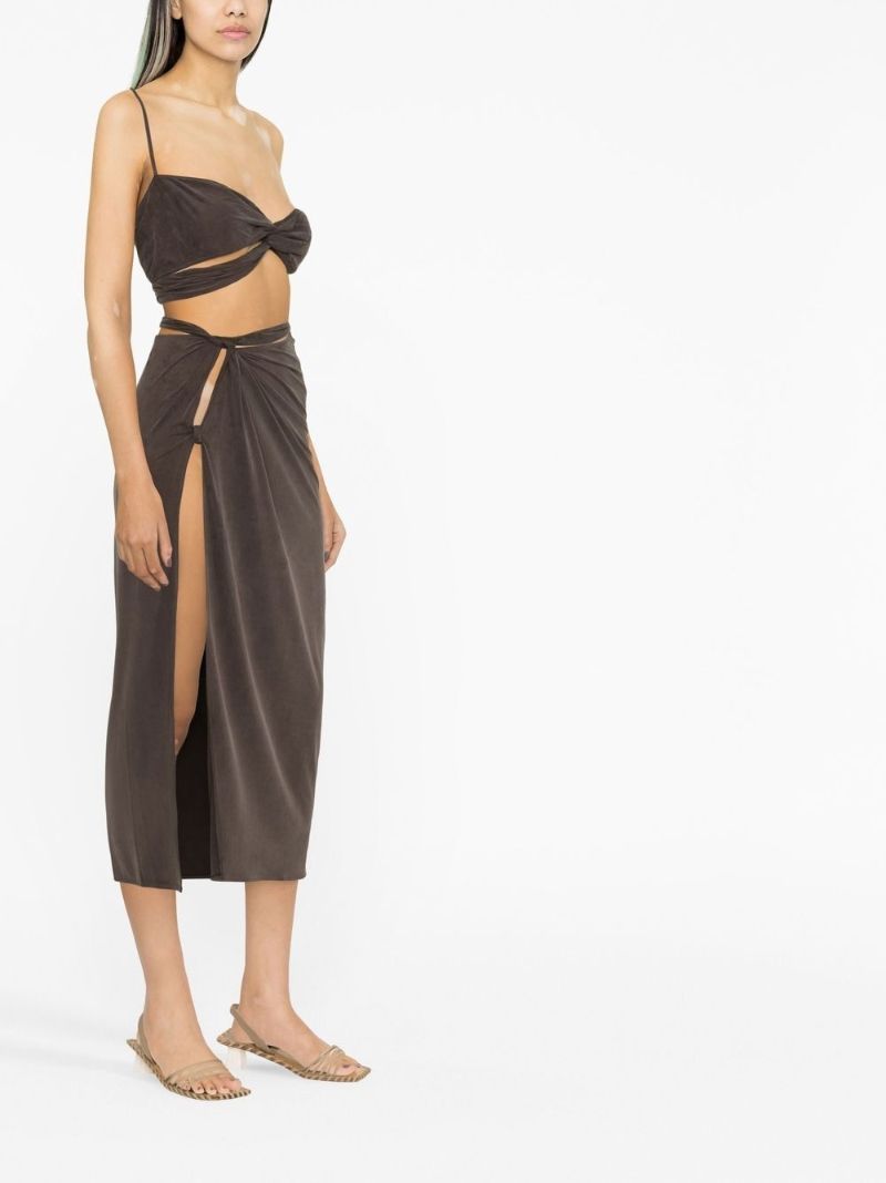 Brown Le Bandeau Asymmetric Bra Top