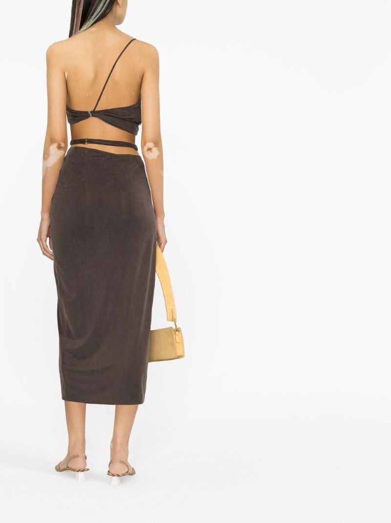 Brown Le Bandeau Asymmetric Bra Top